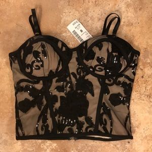 Papaya Sequin Corset Bustier Top Medium